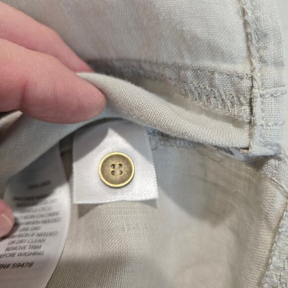 Adrienne Vittadini 100% Linen Roll-tab Sleeve Tunic Top Boho Festival Size M - Picture 9 of 12